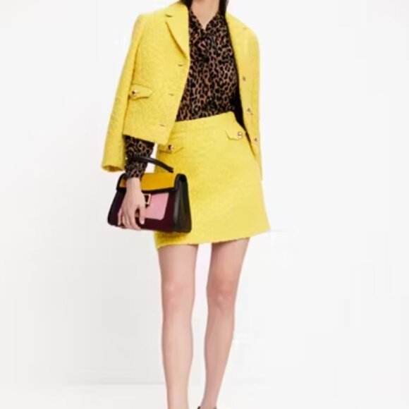 NWT Kate Spade Tonal Leopard Textured Jacquard Wool-Blend A-Line Skirt XL $268 - Picture 6 of 10